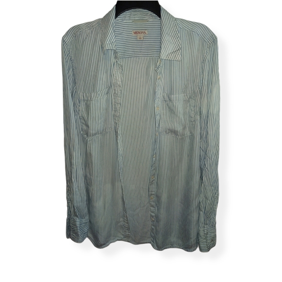 Merona Women's Distressed Button Down Shirt - Picture 4 of 6